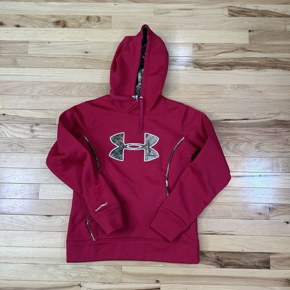 Under Armour Cold Gear Ladies Storm Water Resistant Hoodie Dark Pink Camo Medium